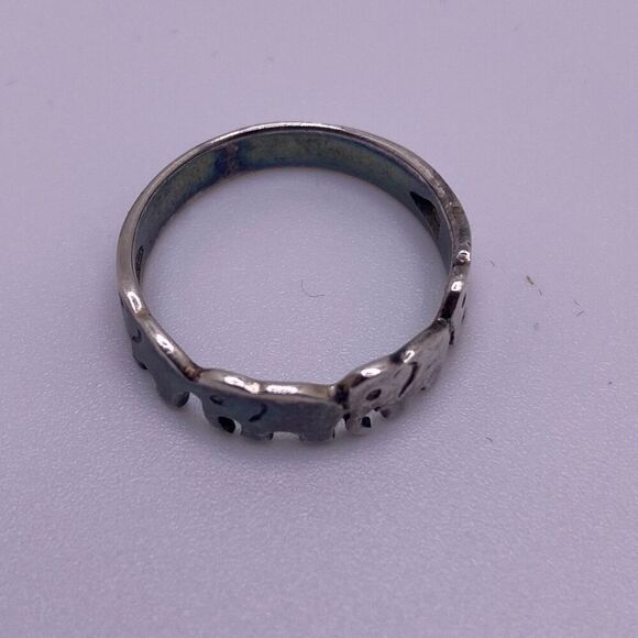 Sterling Silver 4 Elephants Cut Out Ring Size 8.5 - Picture 6 of 9